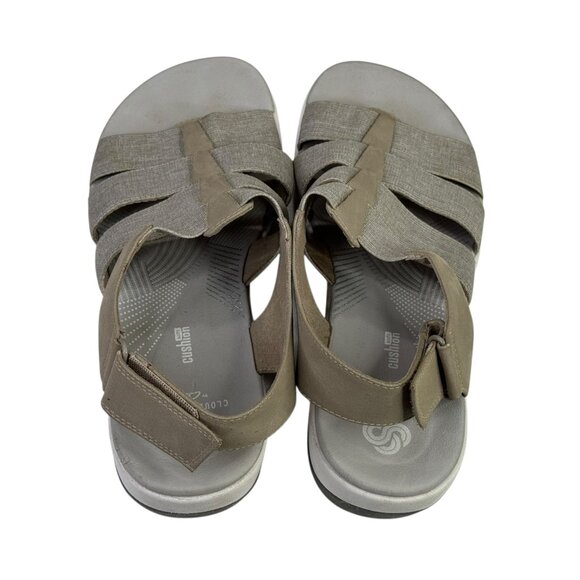 Clarks Cloudsteppers Sandals Womens 6.5 M Taupe Tan Arla Shaylie Open Toe Shoes - Picture 7 of 12